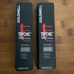 2 Goldwell Topchic Hair‎ Color 4B RR Warm Browns Havana Intense Red 2.1oz Boxes